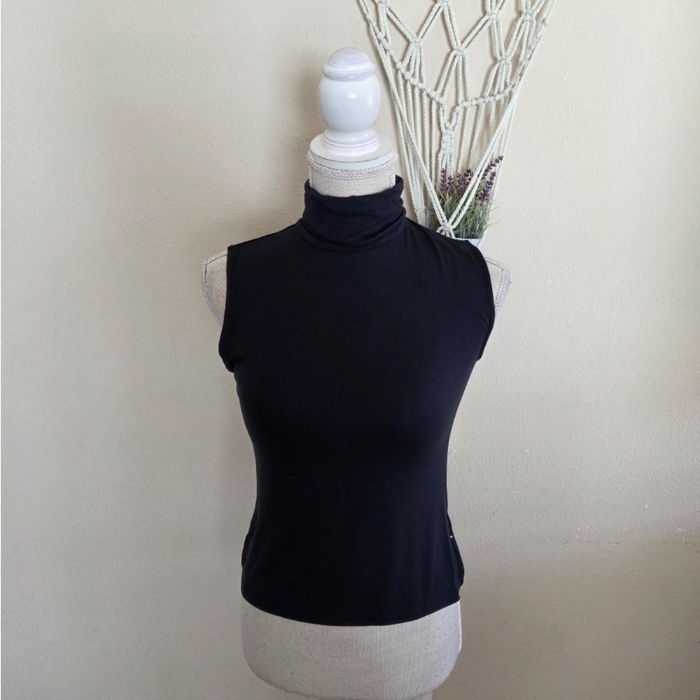 Women's Sleeveless Turtleneck Tank Top - navy blue